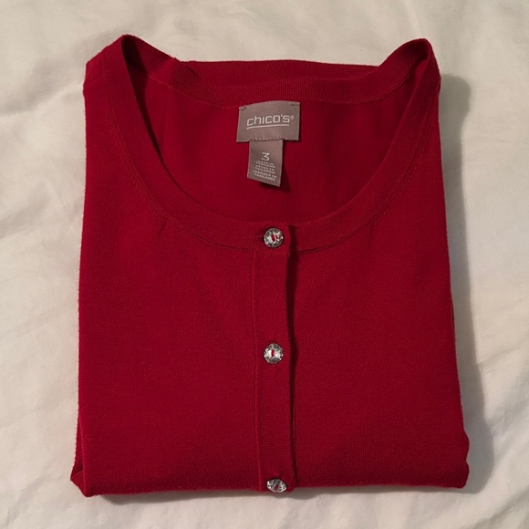 Chico’s Red Button-Up Cardigan - Picture 4 of 4